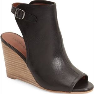 Lucky Brand Black and Brown Cut out Wedge Heel